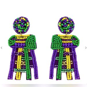 Mardi Gras Ladder earrings seed bead king cake